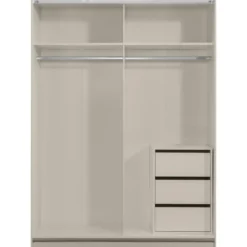 Schuifdeurkast Genua - greige/eiken - 204x150x60 cm