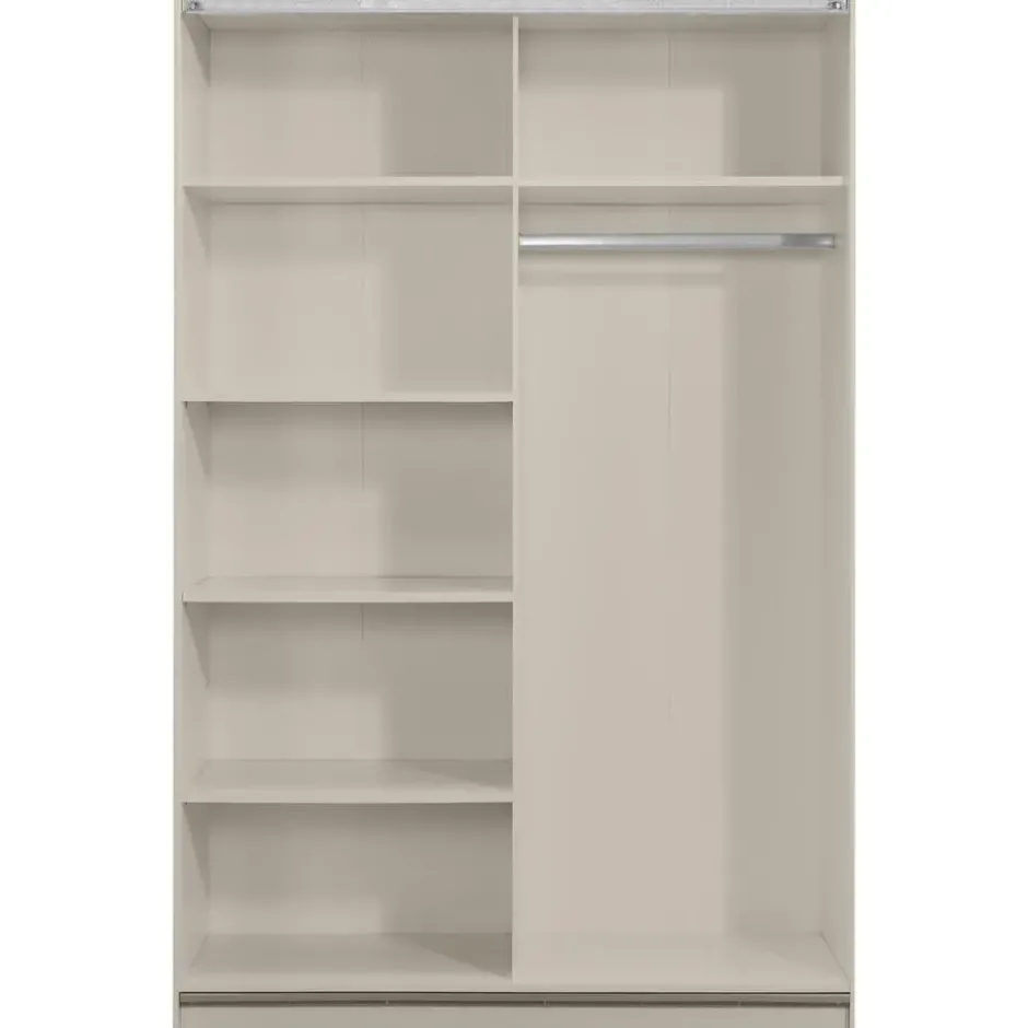 Schuifdeurkast Genua - greige/wit - 204x122x60 cm