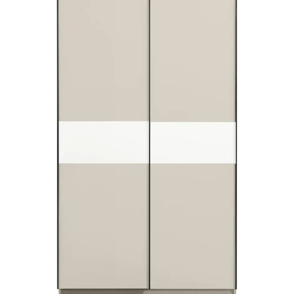 Schuifdeurkast Genua - greige/wit - 204x122x60 cm