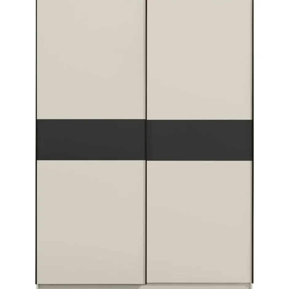 Schuifdeurkast Genua - greige/antraciet - 204x150x60 cm