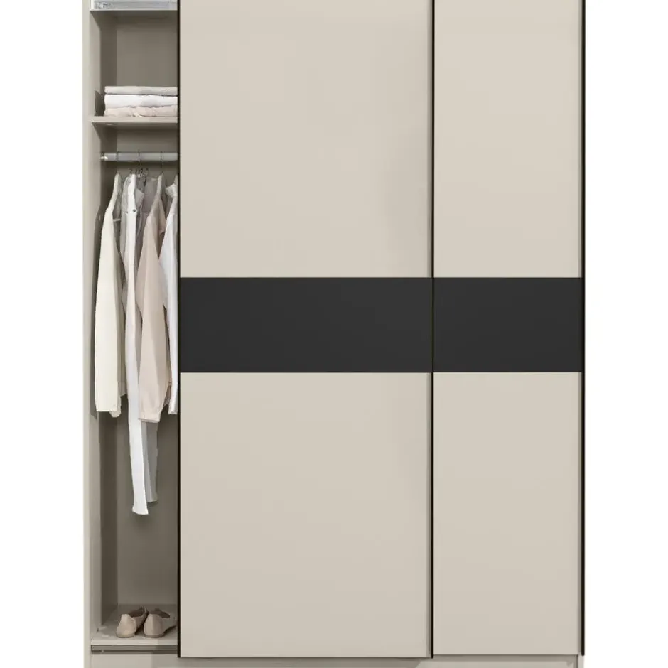 Schuifdeurkast Genua - greige/antraciet - 204x150x60 cm