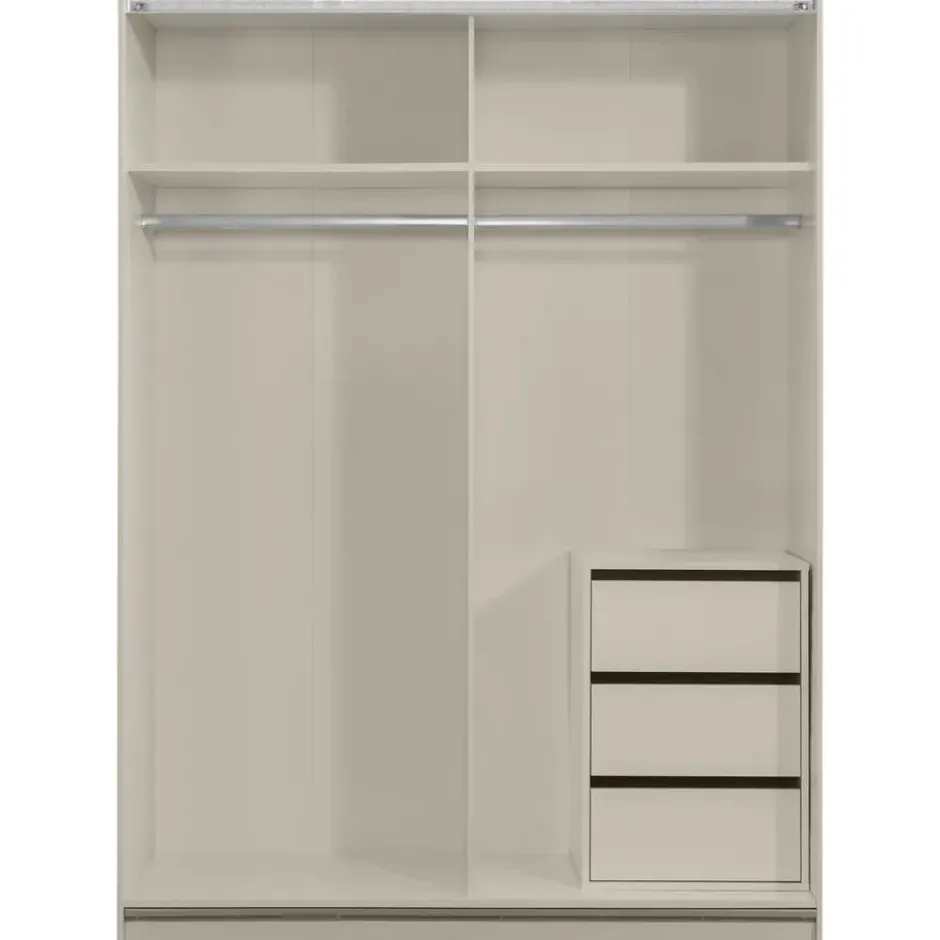 Schuifdeurkast Genua - greige/antraciet - 204x150x60 cm