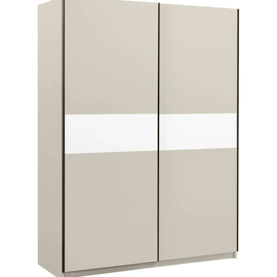 Schuifdeurkast Genua - greige/wit - 204x150x60 cm