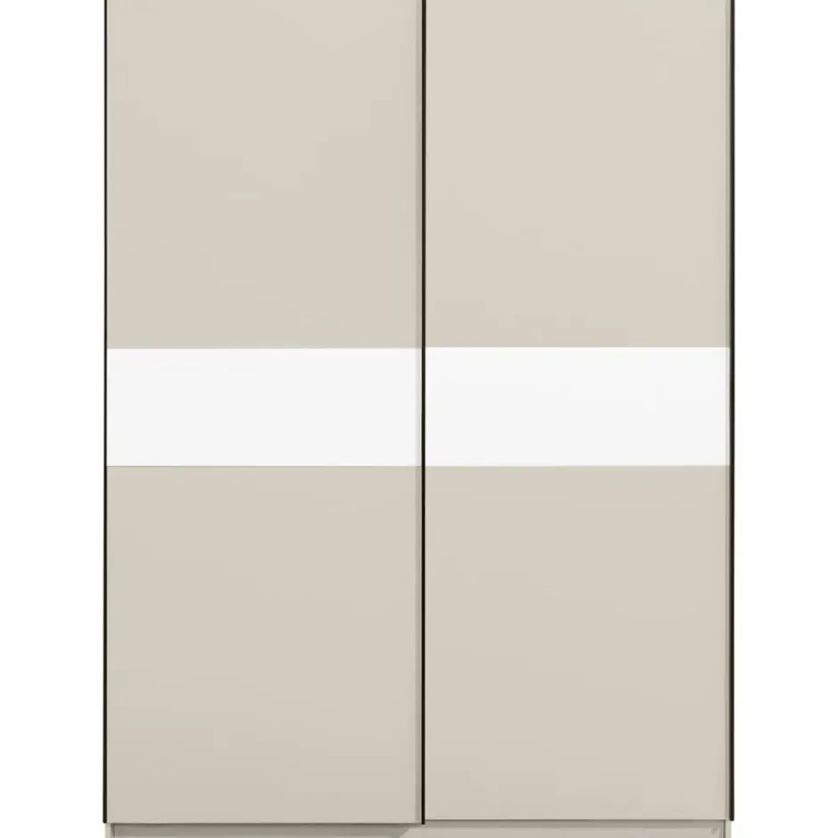 Schuifdeurkast Genua - greige/wit - 204x150x60 cm