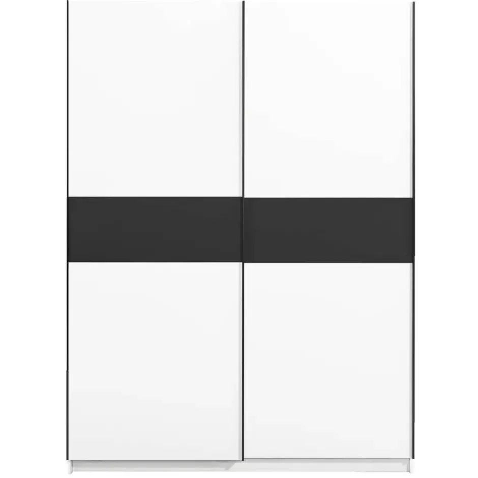 Schuifdeurkast Genua - wit/antraciet - 204x150x60 cm