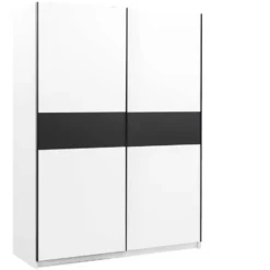 Schuifdeurkast Genua - wit/antraciet - 204x150x60 cm