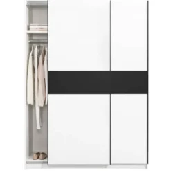 Schuifdeurkast Genua - wit/antraciet - 204x150x60 cm