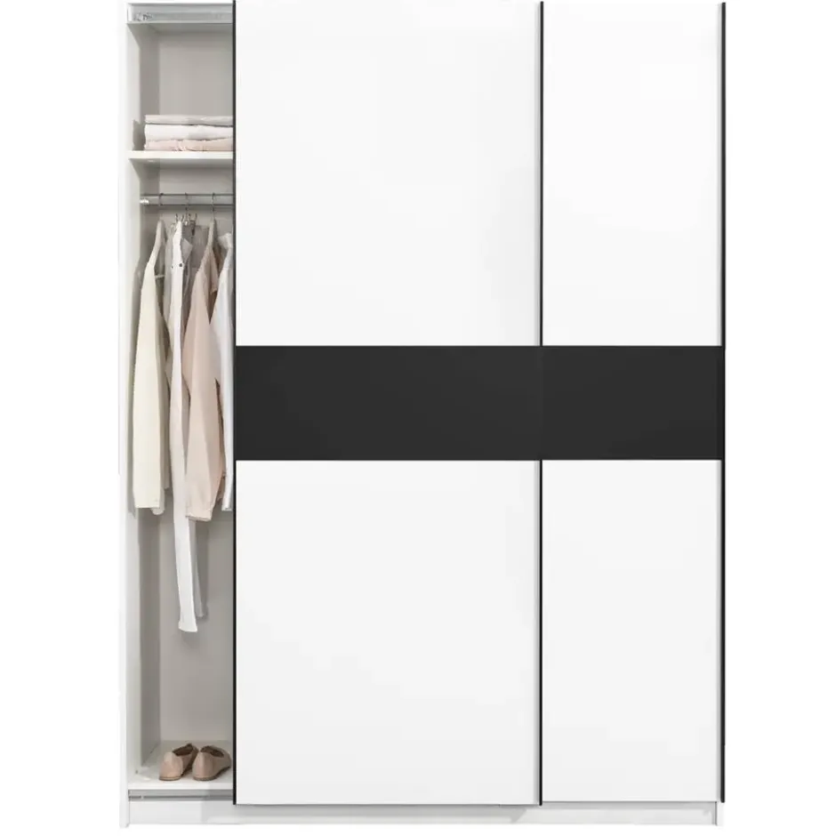 Schuifdeurkast Genua - wit/antraciet - 204x150x60 cm