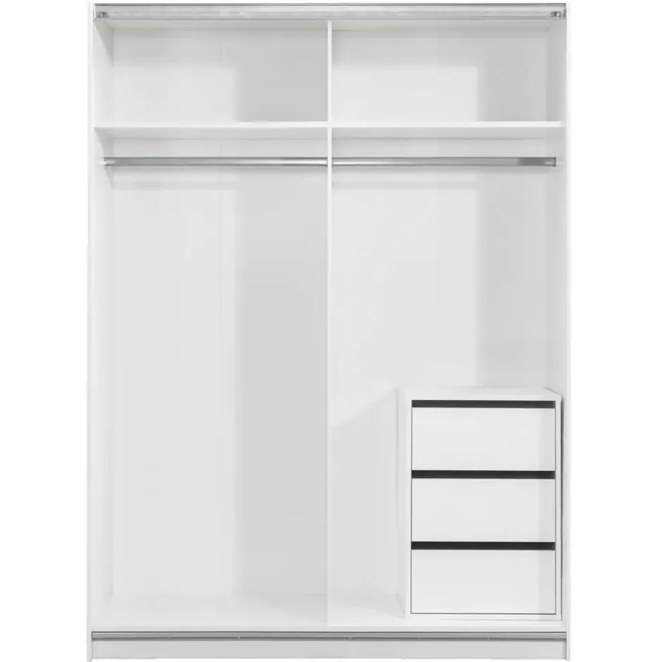 Schuifdeurkast Genua - wit/antraciet - 204x150x60 cm