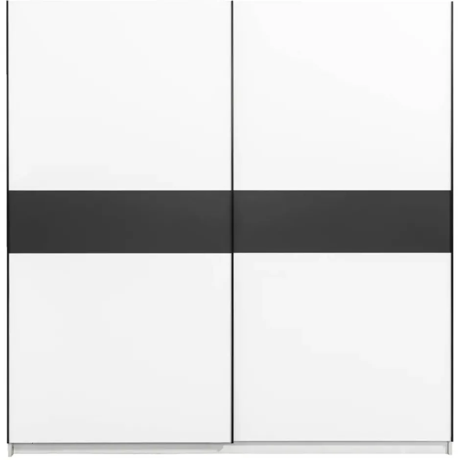 Schuifdeurkast Genua - wit/antraciet - 204x200x60 cm