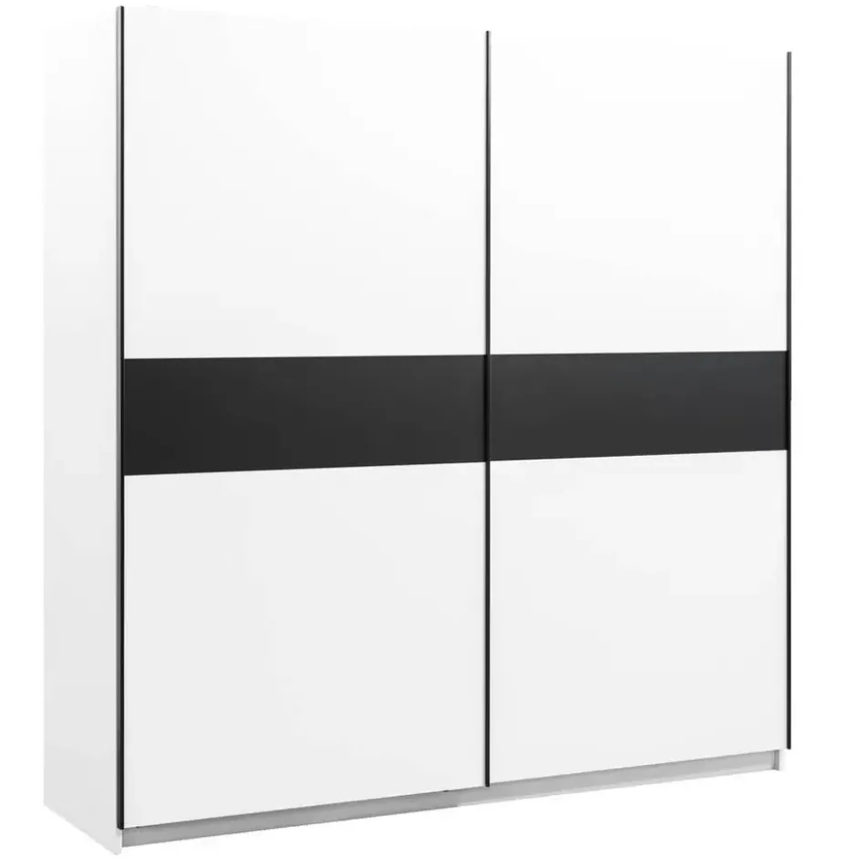 Schuifdeurkast Genua - wit/antraciet - 204x200x60 cm