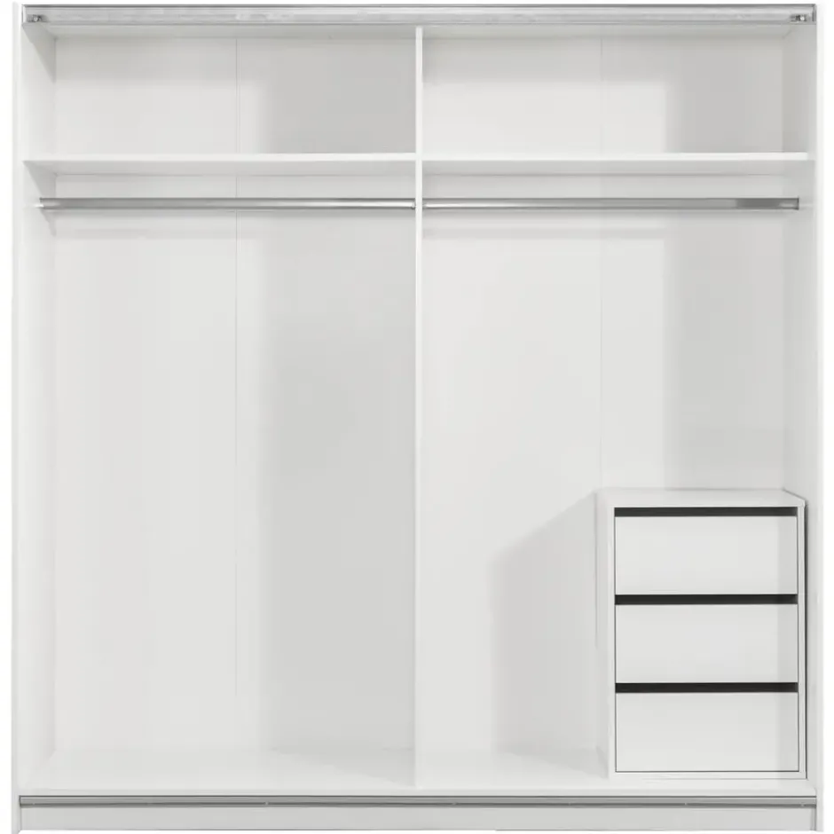 Schuifdeurkast Genua - wit/antraciet - 204x200x60 cm
