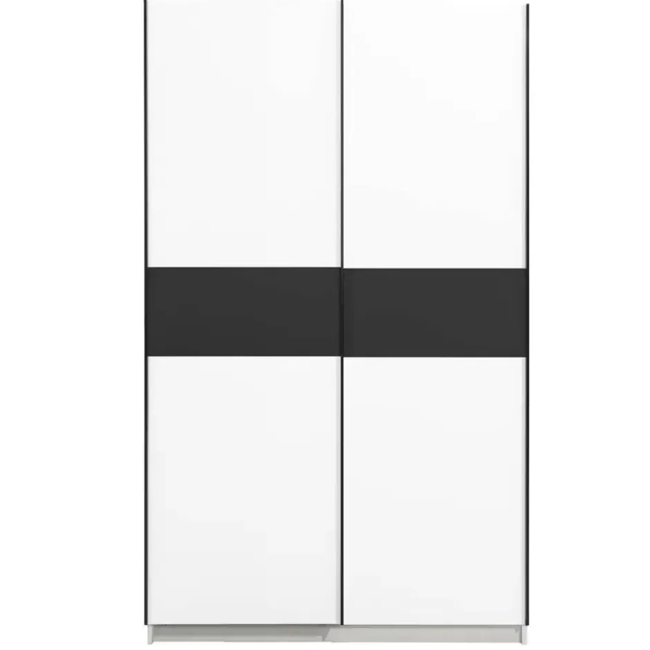 Schuifdeurkast Genua - wit/antraciet - 204x122x60 cm