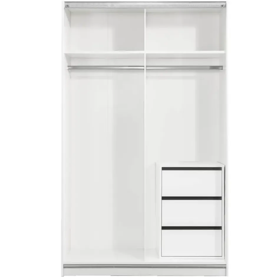 Schuifdeurkast Genua - wit/antraciet - 204x122x60 cm