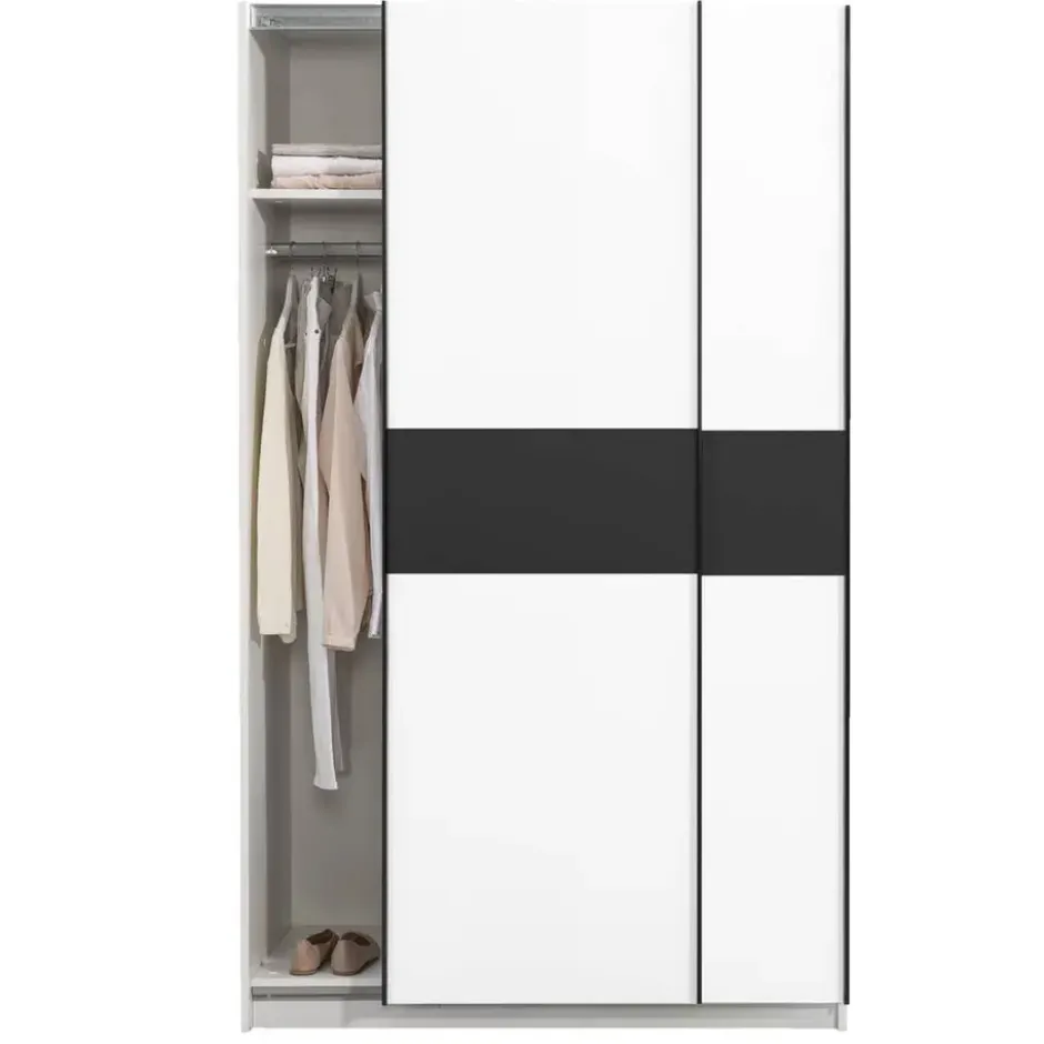 Schuifdeurkast Genua - wit/antraciet - 204x122x60 cm