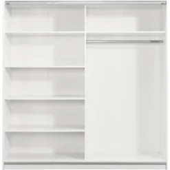 Schuifdeurkast Genua - wit/eikenkleur - 204x200x60 cm