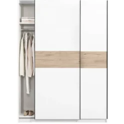 Schuifdeurkast Genua - wit/eikenkleur - 204x150x60 cm