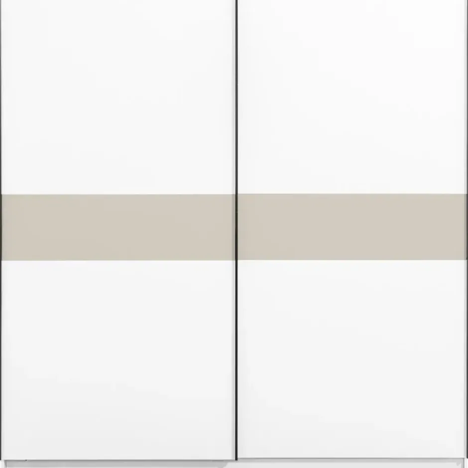 Schuifdeurkast Genua - wit/greige - 204x200x60 cm