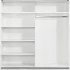 Schuifdeurkast Genua - wit/greige - 204x200x60 cm
