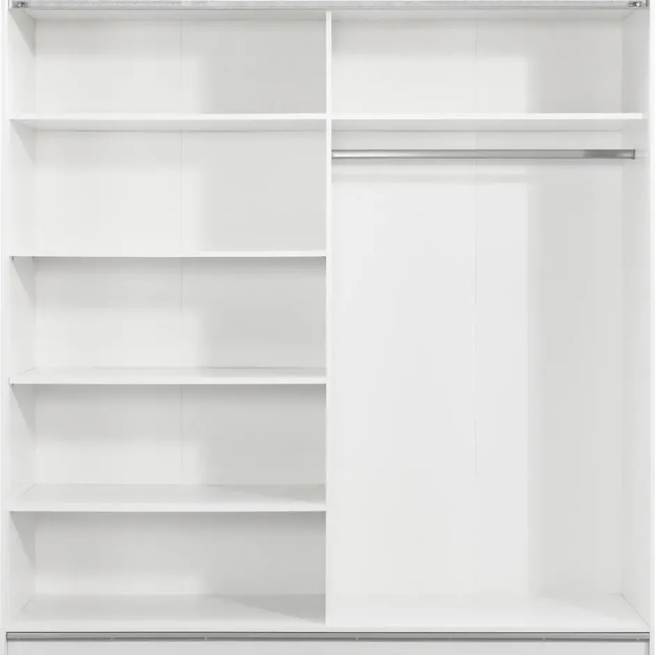 Schuifdeurkast Genua - wit/greige - 204x200x60 cm
