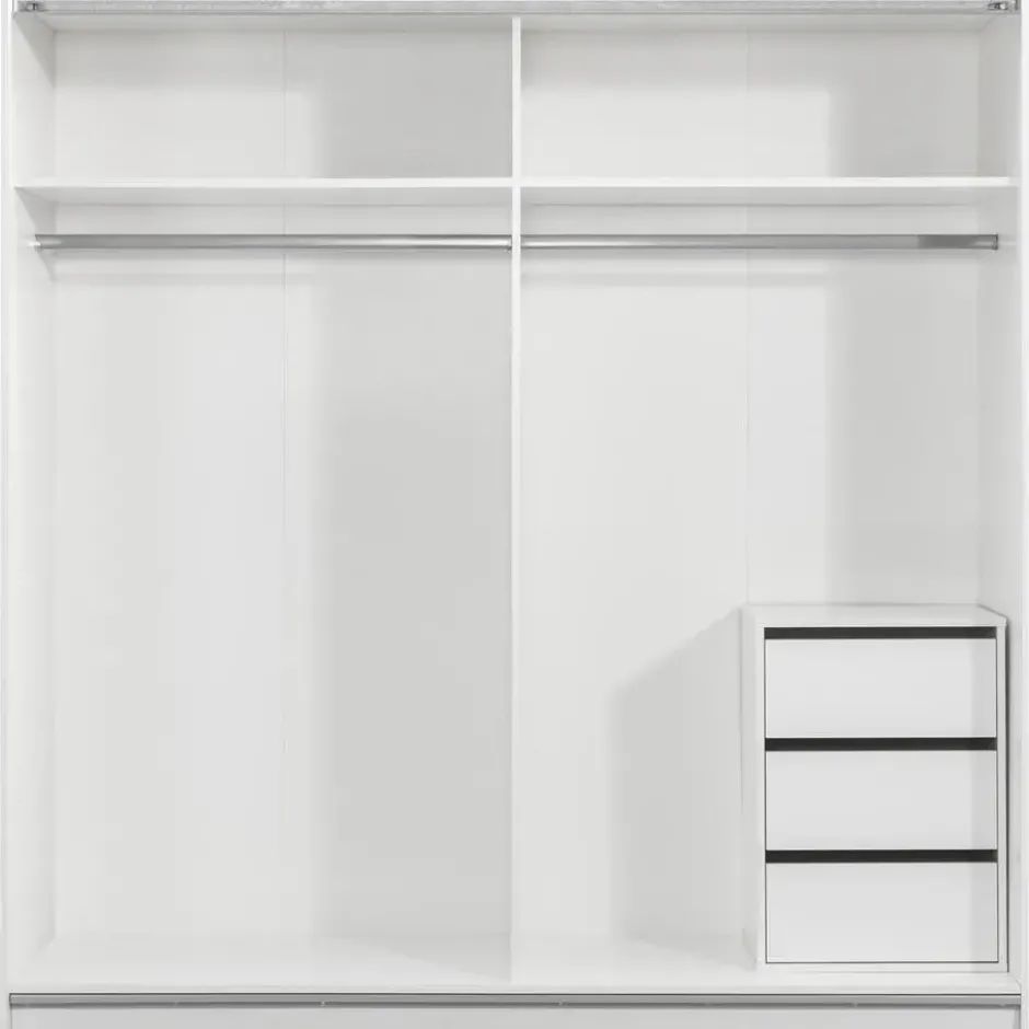 Schuifdeurkast Genua - wit/greige - 204x200x60 cm