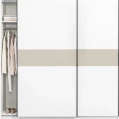Schuifdeurkast Genua - wit/greige - 204x200x60 cm