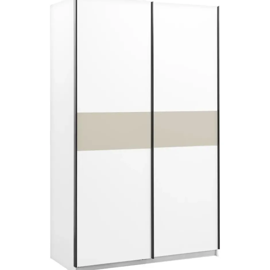 Schuifdeurkast Genua - wit/greige - 204x122x60 cm
