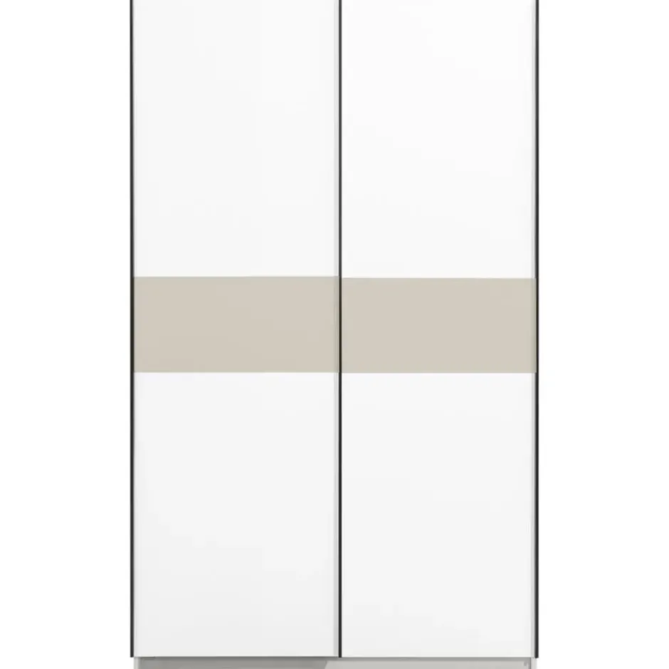 Schuifdeurkast Genua - wit/greige - 204x122x60 cm