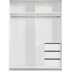 Schuifdeurkast Genua - wit/greige - 204x150x60 cm