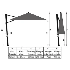 4 Seasons Hacienda zweefparasol 300x400 cm woodlook - doek sand