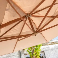 4 Seasons Hacienda zweefparasol 300x400 cm woodlook - doek sand