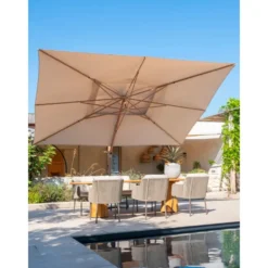 4 Seasons Hacienda zweefparasol 300x400 cm woodlook - doek sand