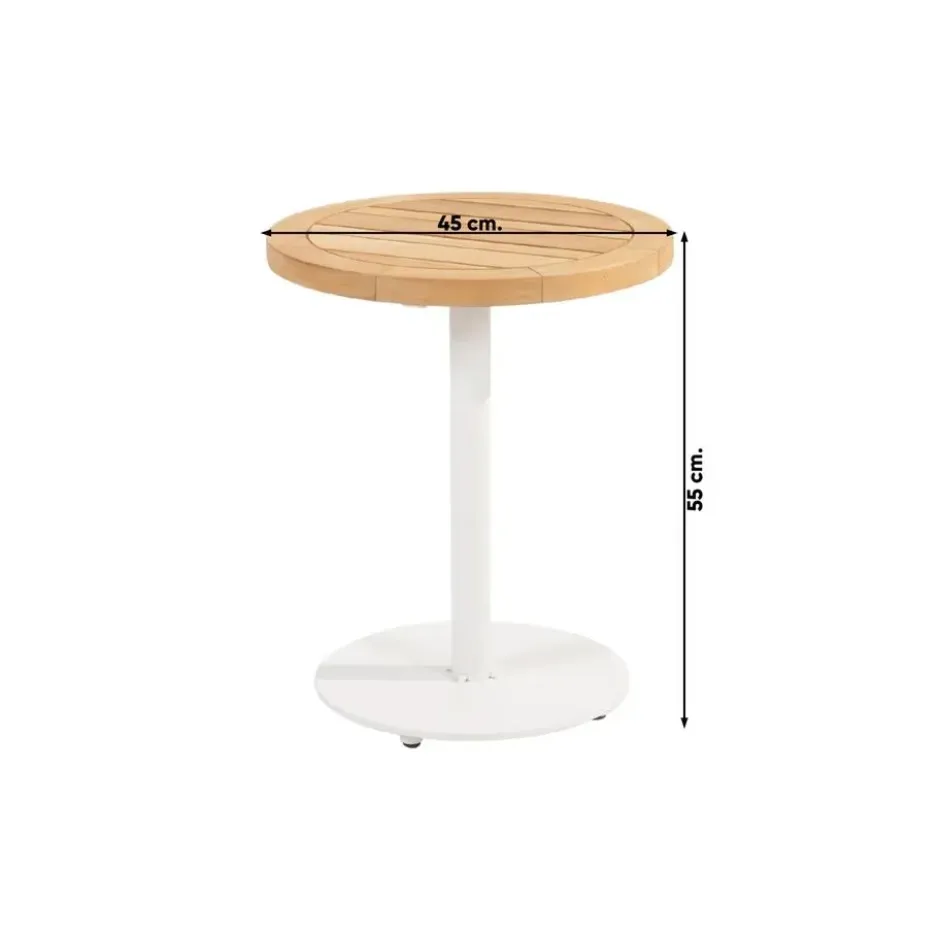 4 Seasons Volta teak salontafel - Ø45 cm. wit