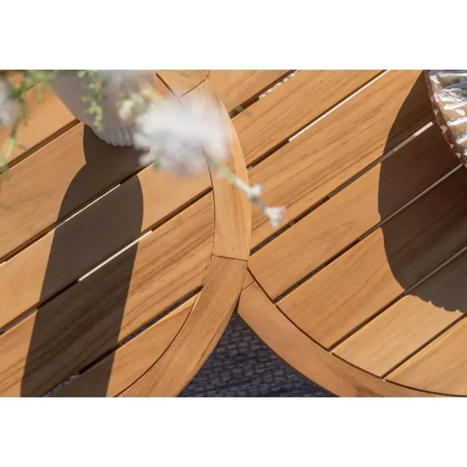 4 Seasons Volta teak salontafel - Ø45 cm. wit