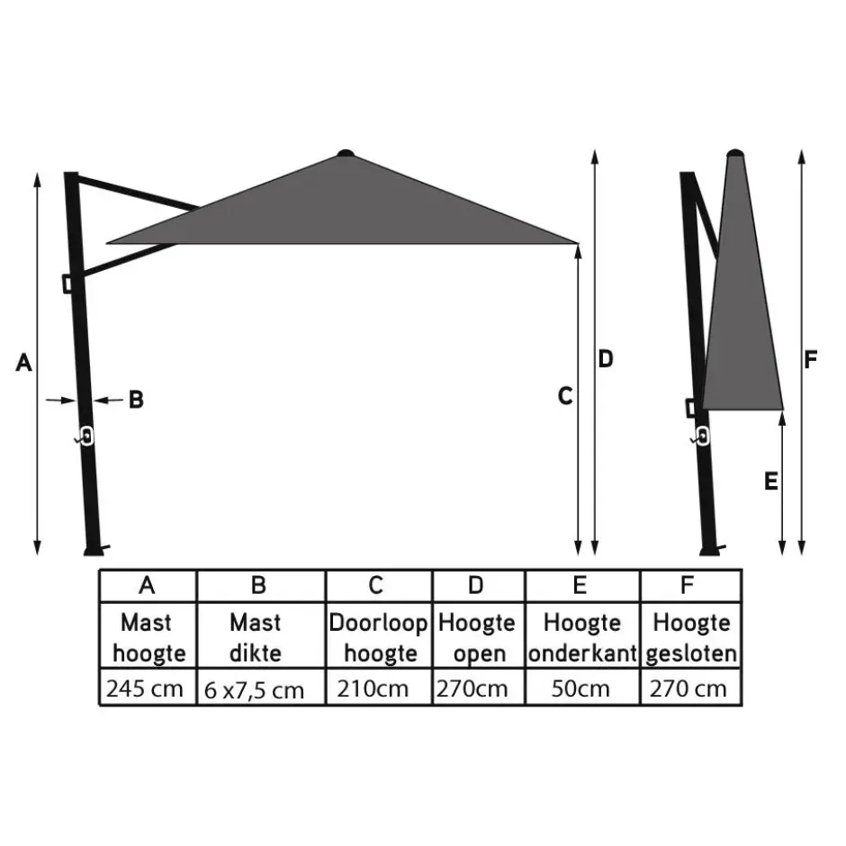 4 Seasons zweefparasol Siesta Premium 300x300 cm – zand/latte