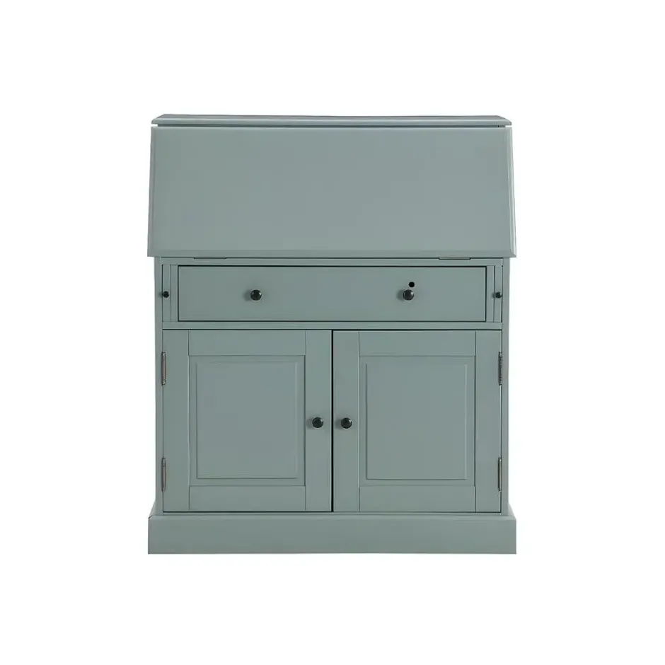 Secretaire bureau CLEORE - 93 cmx40 cmx110.8 cm - Amandelgroen Hout paneel Hout