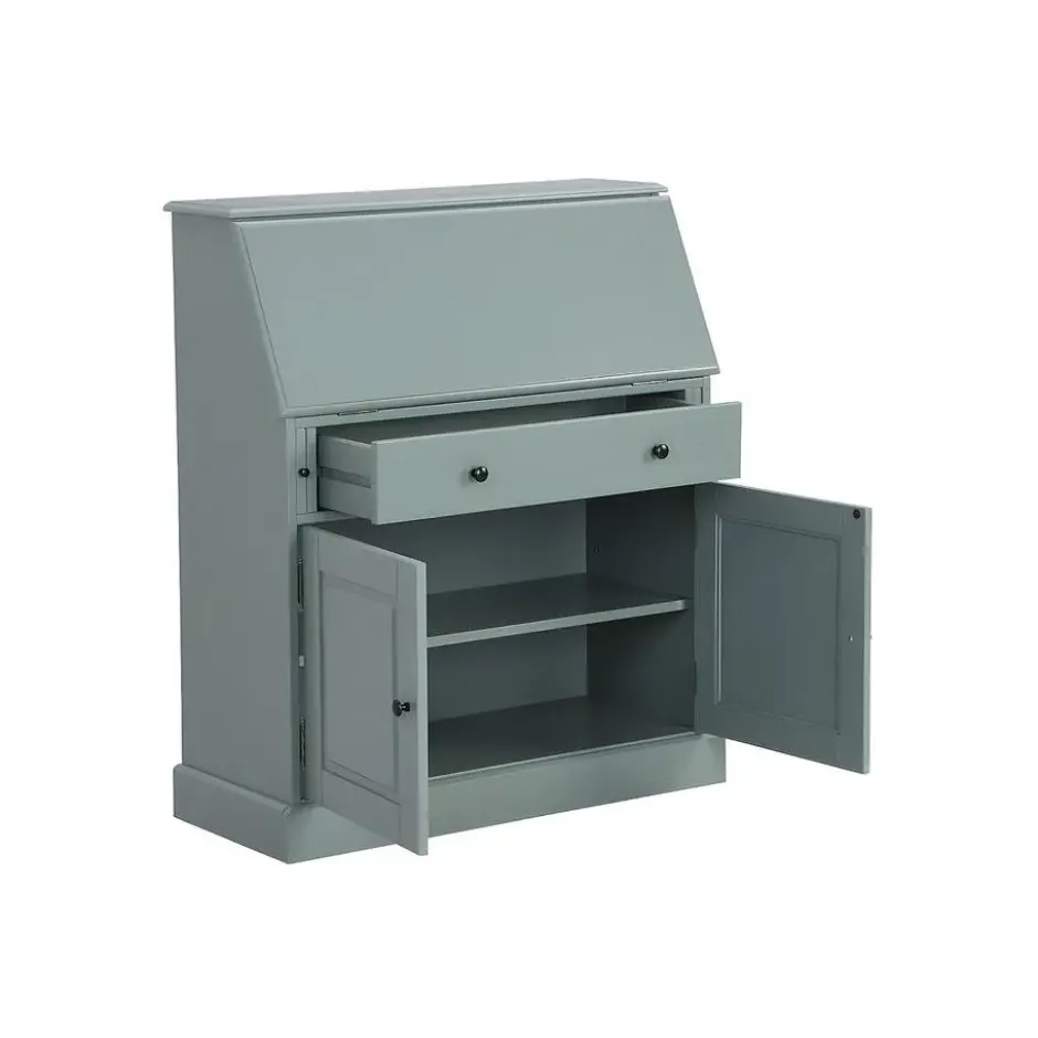 Secretaire bureau CLEORE - 93 cmx40 cmx110.8 cm - Amandelgroen Hout paneel Hout