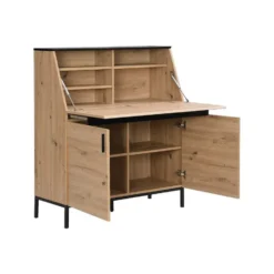Secretaire bureau MALEDA - 100 cmx40 cmx115 cm - Natuurlijk licht Hout paneel