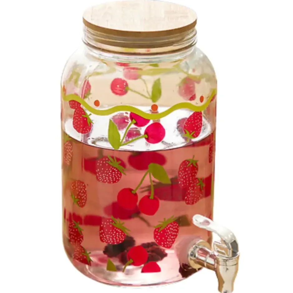 Secret de Gourmet Drankdispenser met kraantje - 4L - rood - glas