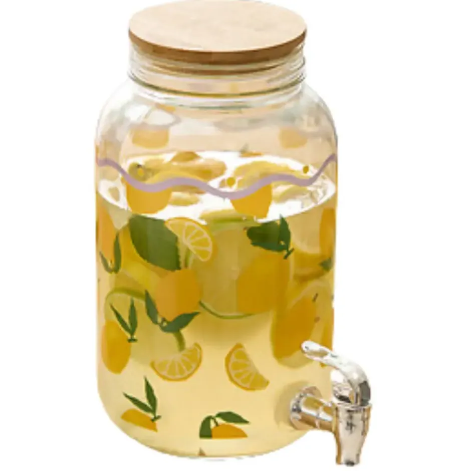 Secret de Gourmet Drankdispenser met kraantje - 4L - geel - glas
