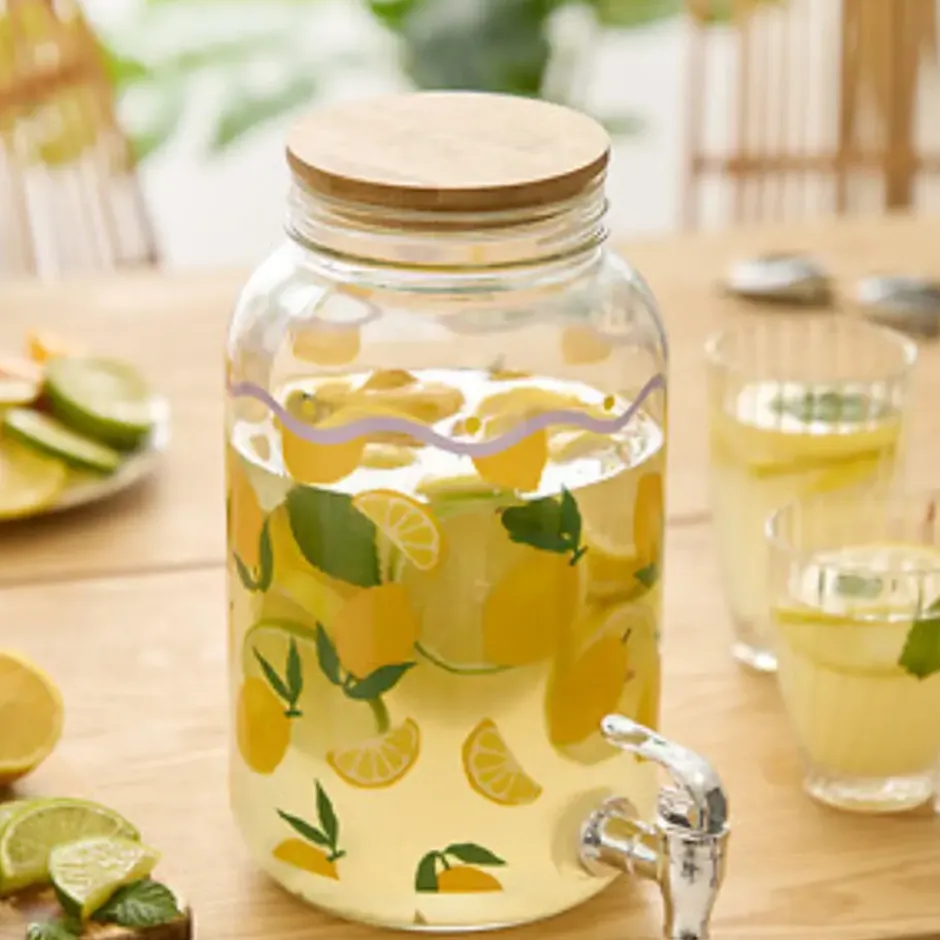 Secret de Gourmet Drankdispenser met kraantje - 4L - geel - glas