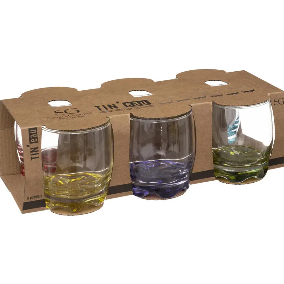 Secret de Gourmet Drinkglazen - 6x - waterglazen - 310 ml - mix