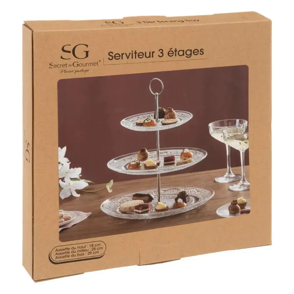 Secret de Gourmet Etagere 3 laags - transparant - 29 x 35 cm