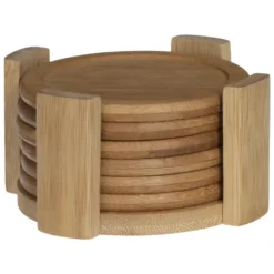 Secret de Gourmet glazen Onderzetters - 6x - bamboe - D10 cm
