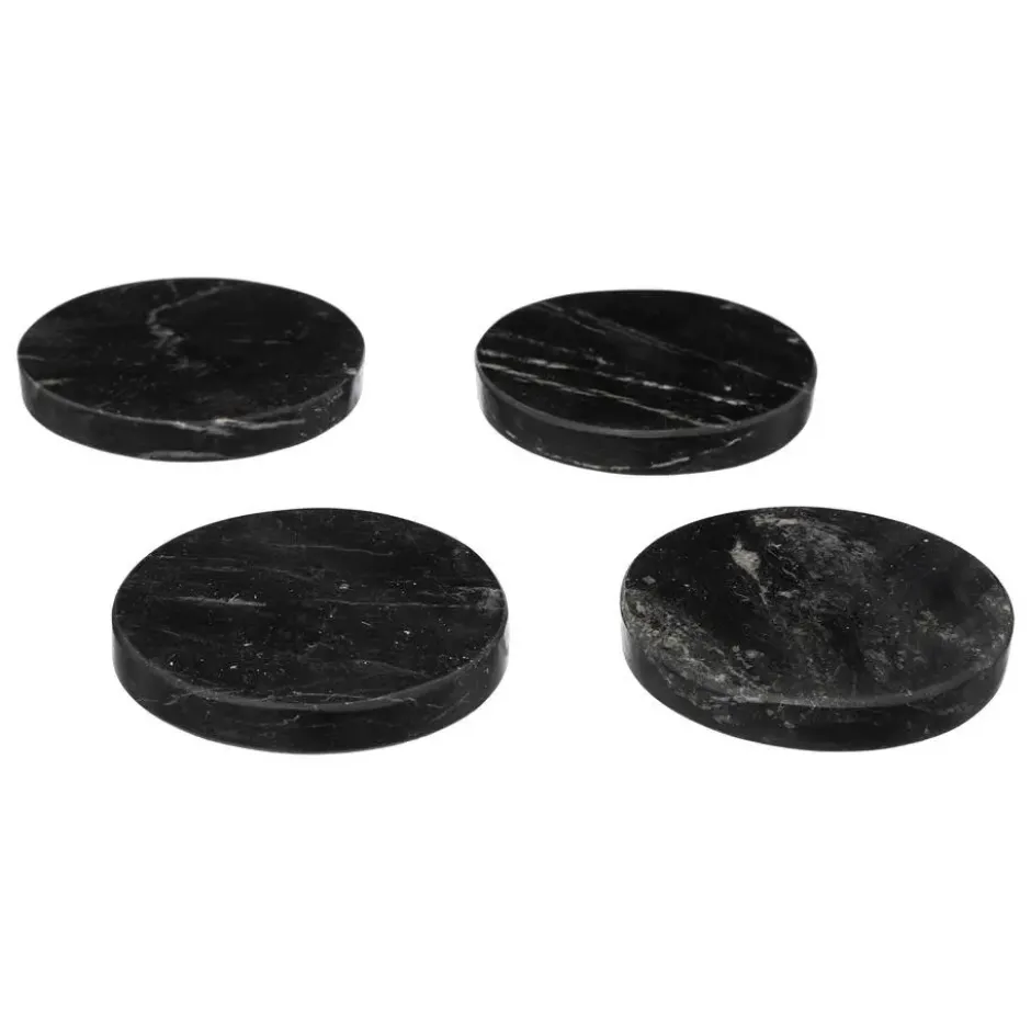 Secret de Gourmet Onderzetters glazen - 4x stuks - Marmer - Zwart
