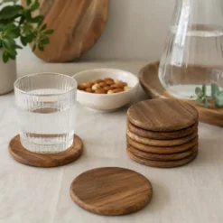 Secret de Gourmet onderzetters - 6x - Acaciahout - D10 cm