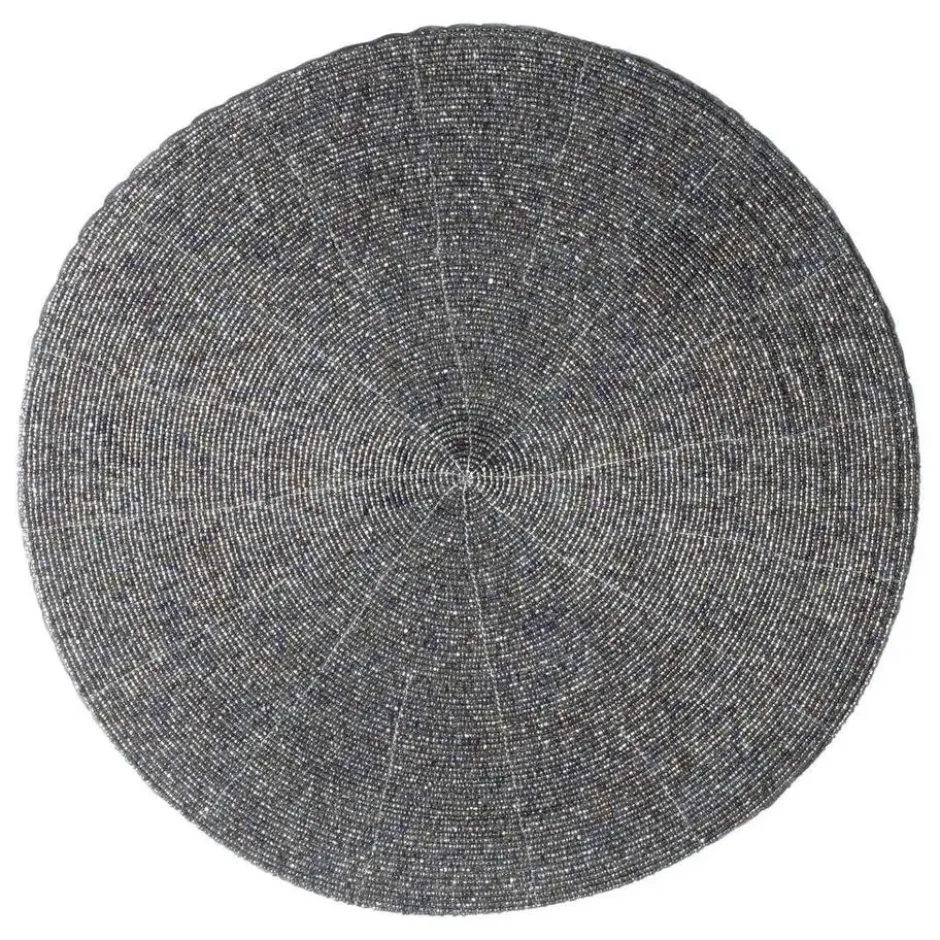 Secret de Gourmet Placemat - rond - kralen - grijs - 35 cm