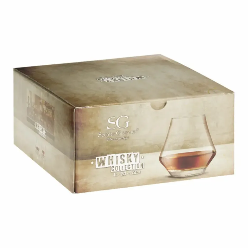 Secret de Gourmet Whisky glazen - 4x - transparant - 290 ml