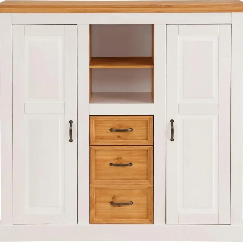 Selma - Dressoir met 2 deuren en 3 laden in wit gebeitst grenen