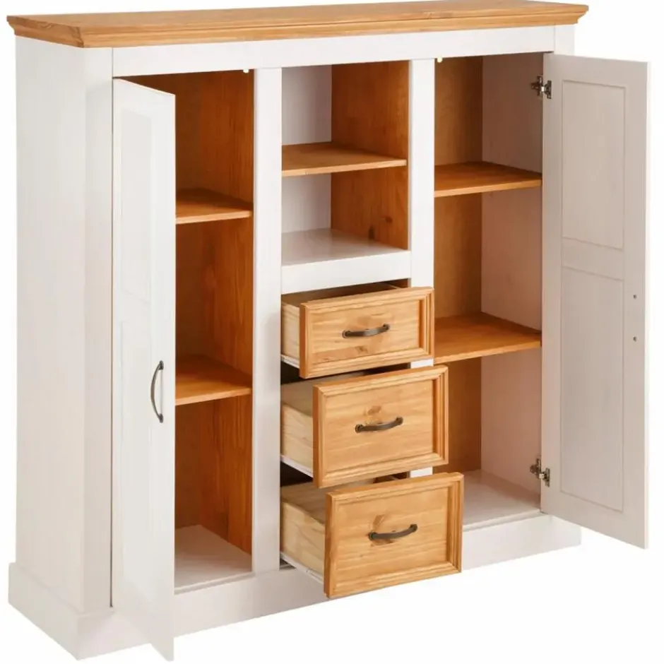 Selma - Dressoir met 2 deuren en 3 laden in wit gebeitst grenen